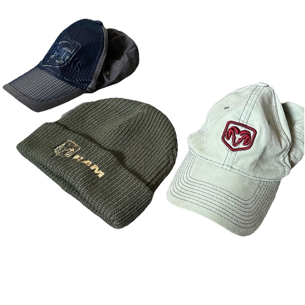 Set of 3 RAM Truck Hats Embroidered Logo Baseball Cap‎ Winter Beanie Trucker Hat
